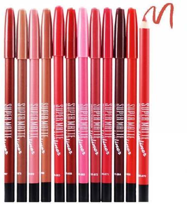 Lele Super Matte lip cream liner Pencil set of 12 different colors