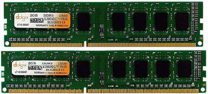Dolgix NA DDR3 2 GB (Single Channel) PC DDR3 SDRAM Volt - 1.35v/1.5v dual voltage (1333MHz Desktop Ram U-DIMM, LO-DIMM, UB-DIMM Memory Module pack of 2 unit)