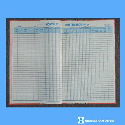 HINDUSTHAN OFFSET Monthly Muster Register | 68 Pages | Hardbound Monthly Muster Register | 68 Pages | Hardbound 35-Part Latest Pattern