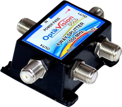optik vision gold Splitter 4 Way for Cable tv S4 { Pack of 3 Pcs } Media Streaming Device