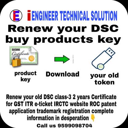 eMudhra Digital signature certificate DSC class-3 2 years Certificate only without token for GST ITR e-ticket IRCTC online signature MCA ROC eFilling etc Ab-qw