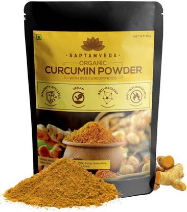 Saptamveda Organic Curcumin Powder With 95% Curcuminoids | Powerful Anti-inflammatory Antioxidant Purity Tested Curcumin Powder