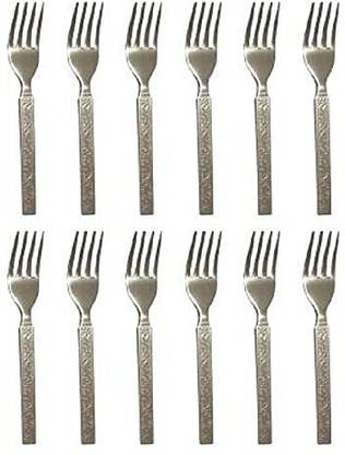 IMREX 12Pcs Kanta Beautifully Designed Handle Stainless Steel Dinner Fork, Dessert Fork, Salad Fork, Fruit Fork, Serving Fork Set