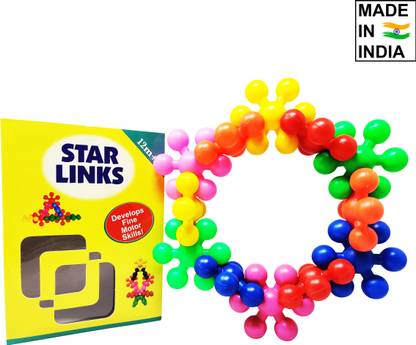 Parteet Star Links Plugging Toys for Kids & Toddler | Colorful Stars | Easy to Fit Links l Learning | Educational Toys (Made in India)