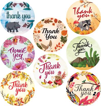 twinster 3.81 cm 1.5 Inch Colorful Thank You Round Stickers, (Pack of 100 Pieces) Self Adhesive Sticker