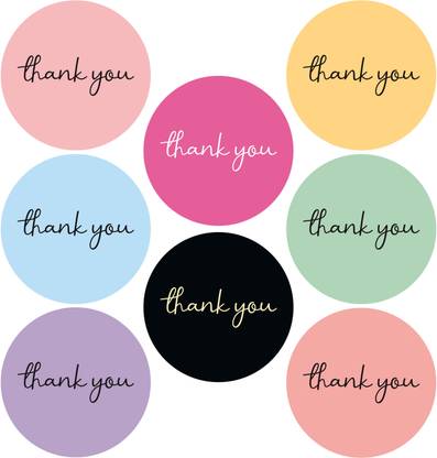 Rousrie 3.81 cm 100 Pieces Thank You Stickers for Business Self Adhesive Sticker