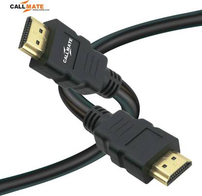 Callmate  TV-out Cable 1.5Mtr High Speed Ethernet 10.2 Gbps, 3D, 4K 1.8 m HDMI Cable (Compatible with Mp3, Gaming Device, Mobile, Tablet, Laptop, Black, One Cable)