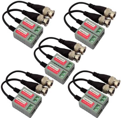 uptodatetools 5 Pack (10 Pcs) Mini CCTV BNC Video Balun Transceiver With Pigtail, Video Passive Balun CCTV BNC Video Balun Wire Connector