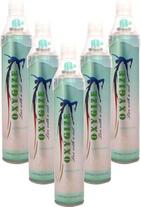 oxygize Oxygen Can Peppermint Flavor Canister With In-Built Mask (Each Can 150 Breaths Approx) Pack Of 5 Portable Portable Oxygen Can