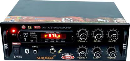 solomax DJ remix 1002 BT Full Black Digital Stereo With BT/ USB/ SD-Card /FM /AUX 5000 W AV Power Amplifier (Black) 160 W AV Power Amplifier