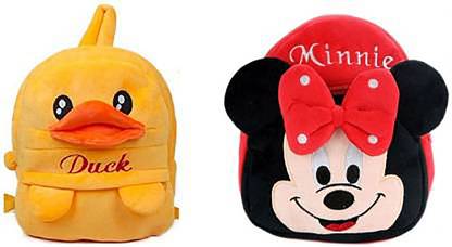 VIRAAJ COLLECTION Duck and minnie Bag Soft Material School Bag For Kids Plush Backpack Cartoon Toy | Children's Gifts Boy/Girl/Baby/ Decor School Bag For Kids(Age 2 to 6 Year) and Suitable For Nursery,UKG,NKG Student High Quality Plush Bag School Bag