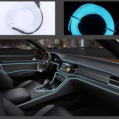 Automaze El Wire 5m/16ft Led Flexible Soft Tube Wire Lights Neon Glowing Car Rope Light DC 12V (Ice Blue) Car Fancy Lights