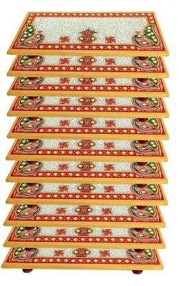Handicraft Kingdom Laddu Gopal Chowki Size No 11 Approx Size (4x8 Inch) & Wt (2990 Gm) Pack of 11 Marble All Purpose Chowki