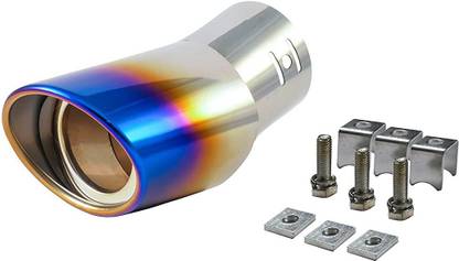 AIRSKY Universal Fit Car Bent Burnt Oval Exhaust Tail Muffler Tip Show Pipe 60mm, Curved Oval, Stainless Steel  Car Silencer