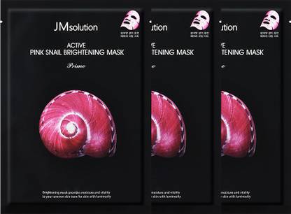 JMSOLUTION Korean Sheet Mask-Active Pink Snail Mask-FOR SKIN BRIGHTENING (Pack of 3)