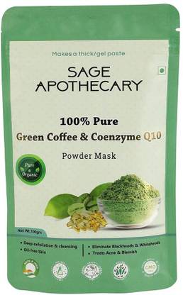 Sage Apothecary 100% Pure Green Coffee Powder Face Mask For Women | Moisturized Skin | Teat Acne & Blemish | Deep Cleansing | Paraben Free