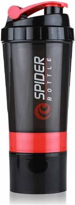 Battlestar Gym Shaker Bottle with Single Supplement Storage Compartment & Mixer Ball (Red) 500 ml Shaker