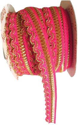 XLDreams 9 meter pink color lace for saree pallu Lace Reel