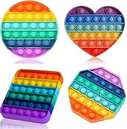 SmartCam Poppet Pop It Fidget Toys, Push Pop Bubble Fidget Sensory Toy, Autism Special Needs Silicone Stress Relief Toy, Great Fidget Toy for Kids and Adults (Assorted Design Will Send)(Set Of 4)