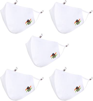 MASQ Anti-Pollution, Anti-Bacterial (BFE>99%) 4 Layer Embroidered, Designer, Fashionable, Protective, 100% Cotton, N-95 Cloth Face Mask Combo for Unisex, Men, Women, Boys, Girls with Size Adjustable Ear Loops Duke_Combo_Large_05 Reusable, Washable Cloth Mask