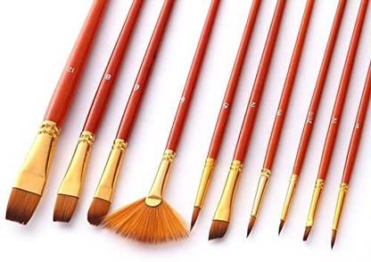 Beauty Hub Decor Professional Round Pointed Tip Nylon Hair Artist Acrylic Paint Brush for Oil Painting / Watercolor / Acrylic