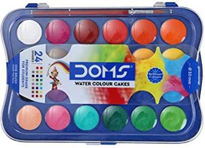 DOMS Non Toxic 30 mm Watercolour Cake Set with Paint Brush