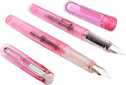 Ledos Ledos Set Of 2 - Yiren Bravo & Sapphire Pink Color Fountain Pen Set Demonstrator Body Extra Fine Nib Fountain Pen