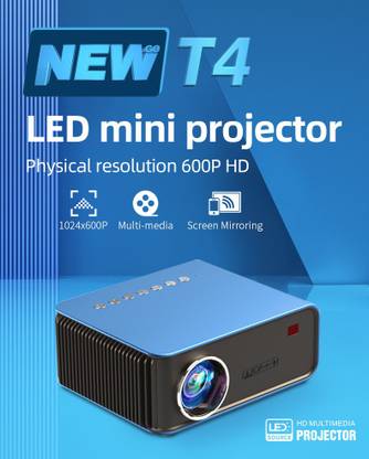 IBS T4 Wifi Mini Portable Projector With Screen Mobile Phone Projector Large Screen And Stereo Speakers (2400 lm / Remote Controller) Portable Projector