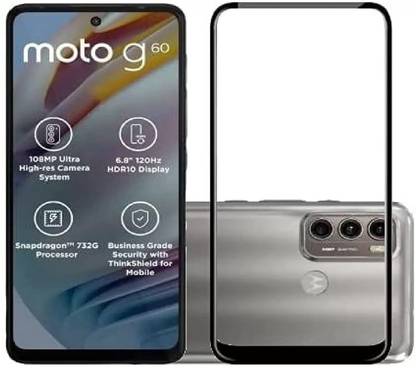 Bigil Edge To Edge Tempered Glass for Moto G60 Premium Glass Full glue ,, Crystal Clear, Multi-Level Protection