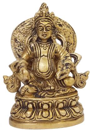 Purpledip Brass Statue Kubera Vaisravana Sarvanubhuti God Of Wealth Decorative Showpiece  -  8 cm