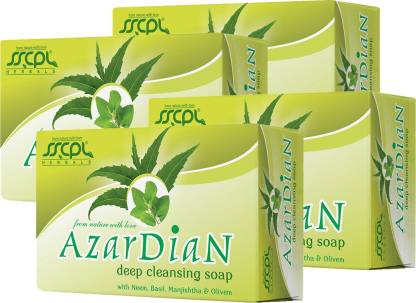 sscpl HERBALS Azardian Anti Pollution Soap with Extract of Neem, Tulsi, Olive & Manjistha 4X100g