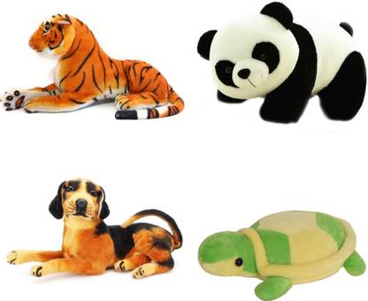Divyanshi Enterprises Soft toy tiger,dog, panda, tortoise (pack of-4pic)  - 48 cm
