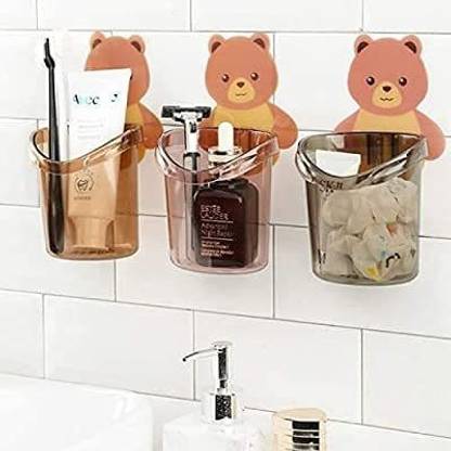 NKK Export Import (Set of 3 Pcs) Stand for Toothpaste, Comb, Brush Plastic Toothbrush Holder
