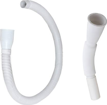 RAMONI PVC Pipe 2.18 g Bathroom/Kitchen Sink Flexible PVC Waste Pipe Drain Hose/Outlet Tube Connector Basin Down comer, White (Pack of 2) Hose Pipe Length 1 m__ Hose Pipe