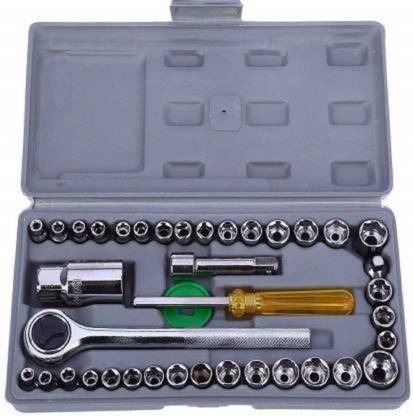 ALORNOR 40 PCS Combination Socket Wrench Set - 25 Socket Set Wrench Screw Driver Set Automobile Motorcycle Tool Box Set Socket Wrench (40 Pcs Tool kit) Single Sided Socket Wrench