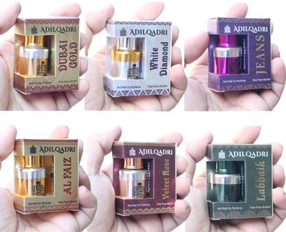 Adilqadri Combo of 6 Long Lasting Non Alcoholic Floral Attar