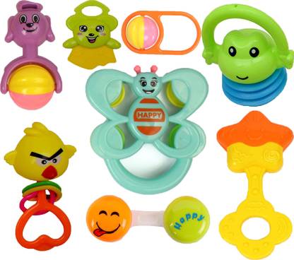 Learn With Fun Set of 8 Pcs with Various Exciting Toys for New Borns & Infants Rattle Rattle