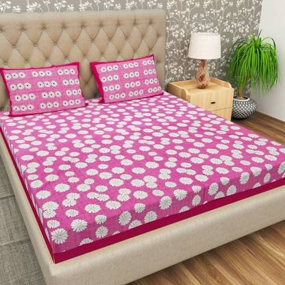 Flipkart SmartBuy Cotton Double Flat 104 TC Floral Bedsheet