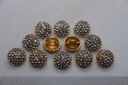 The Design Cart Golden Stone Studded Fancy Metal Button, Size-20L\13mm Acrylic Buttons