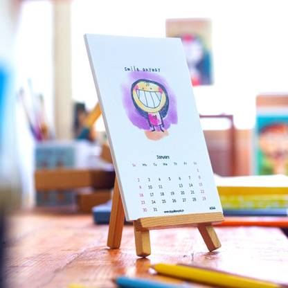 Doodle Monk HAPPY BEING - 2022 Tabletop Calendar | 6X4 Inches | Original Illustration Printed on Premium Art Board | 6 Sheets of front & Back Digital Prints | Desktop Calendars Perfect for Gift | 2022 Table Calendar
