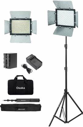 Osaka Bi-Color Dimmable LED Video Light OS 528 Slim for DSLR Video Cameras YouTube Video Shooting with 1Pc Combo kit: Battery 8000mAH; Fast Charger; Light Stand; Umbrella Adapter; LED Bag; Stand Bag. 2450 lx Camera LED Light