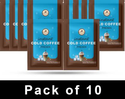 Brew Lab Instant Cold Coffee Premix ( Pack Of 10 ) | 3 Steps Preparations- No Equipment Required 40GM Each Sachet |Just Mix It & Shake It|| Instant Coffee