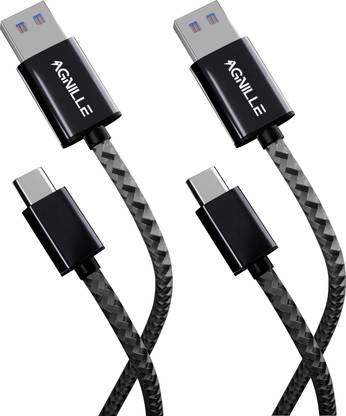 Agnille USB Type C Cable 2 A 3 m USB Type-C Double Braided 3.1A Fast Charging & Data Transfer Cable for all C-Port Android Devices