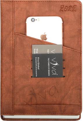 Viva Global SPECTRA New Year 2022 Dated Diary -Mobile Pocket + Card Slot + Pen Loop A5 Diary Ruled Lines 400 Pages