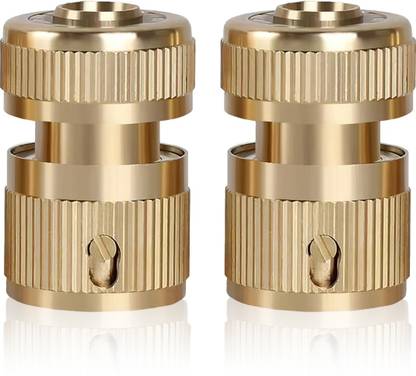 HASTHIP 2pcs Brass Hose Connector, Hose End Quick Connect Fitting, Pipe Connector, 1/2" Hose Pipe Quick Connector for Gardening, Home Watering,Car Washing Hose Connector