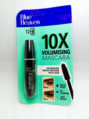 BLUE HEAVEN 10X Volumising Mascara Water Proof Upto 12HR Stay 8ML Set Of 1. 8 ml