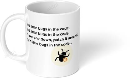 Akipi 99 Little bugs in the code | IT Programming Coding ARM134 Ceramic Coffee Mug