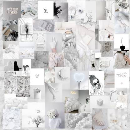 White Aesthetic for Wall Collage 50+5PCS Photographic Paper