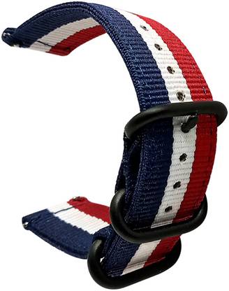 LIRAMARK 22mm Quick Release NATO Nylon Watch Band Canvas Series Watch Strap for Watches with 22mm lugs Width (Blue & Red) Smart Watch Strap