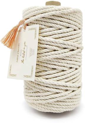 Ananta 3Ply/Twisted Macrame (3mm,100Mtr.) Cotton Cord/Dori Thread Macrame (Jumbo mm).